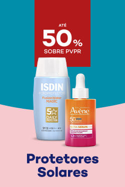 Protetores Solares com destaque promocional de at&eacute; 50% sobre pre&ccedil;o de Venda ao P&uacute;blico Recomendado
